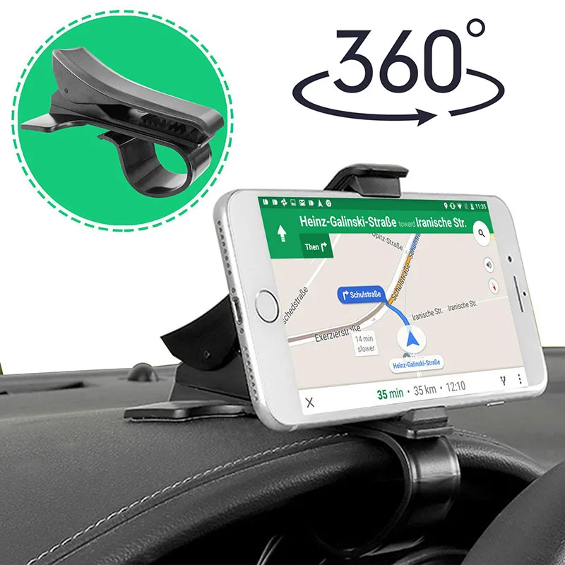 

New 360 Rotating Moblie Phone Clip Holder Car Hud Dashboard GPS Universal Cellphone Support Stand for Iphone for Huawei Xiaomi