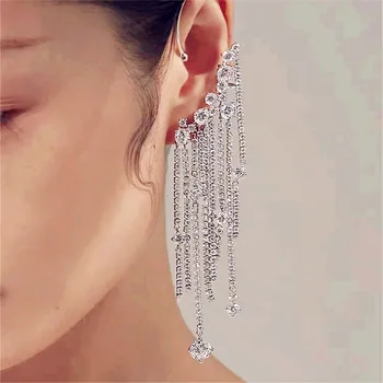 

New Arrival Shiny Rhinestone Ear's Clip Dangle Earrings for Women Fashion Jewelry Party Dress Statement Earrings Accessories Hot