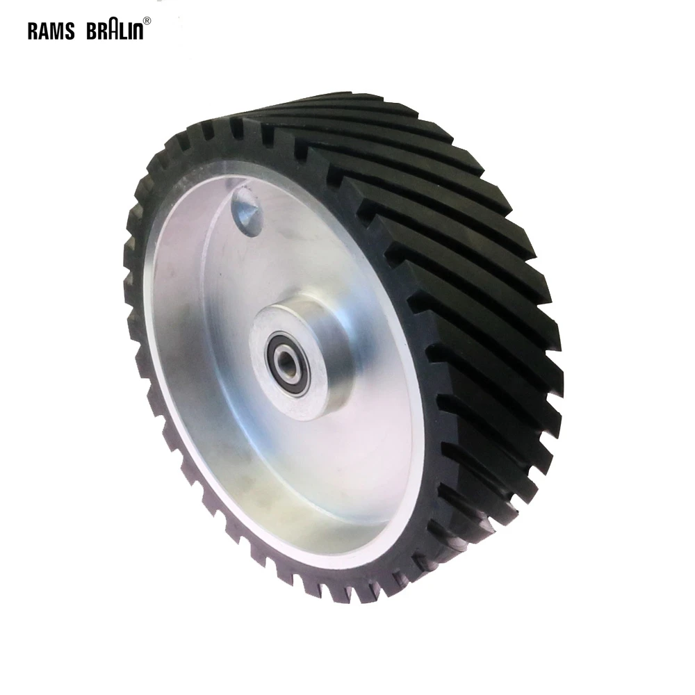 

250*75mm Grooved Rubber Contact Wheel Dynamically Balanced Belt Sander Polisher Wheel Sanding Belt Set
