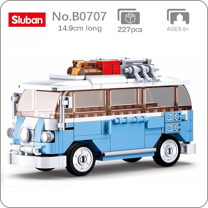 Sluban B0707 Model Bricks Station Wagon Travel Car Vehicle Building Blocks Toy 