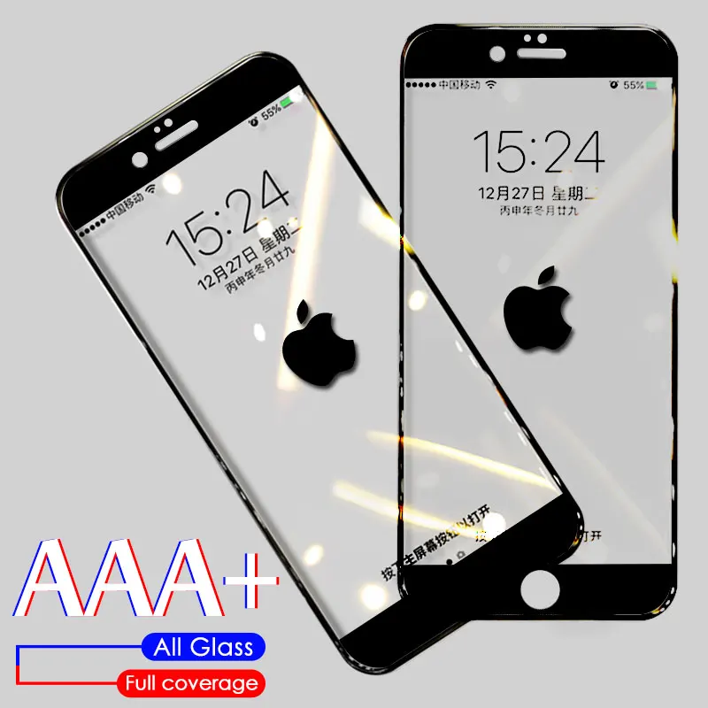 Защитное стекло AAA + закаленное с полным покрытием для iPhone 6 6S 7 8 Plus X XS XR изогнутая