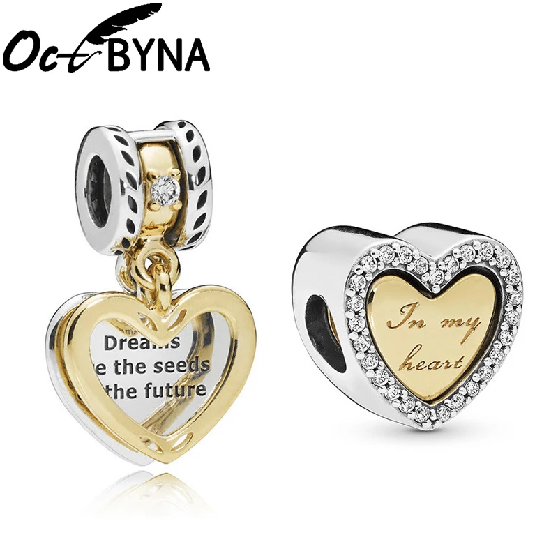 

Octbyna Romantic Future Seed Pendant&Forever In My Heart Beads Charms Fits Pandora Bracelet Necklace For Women Jewelry Making