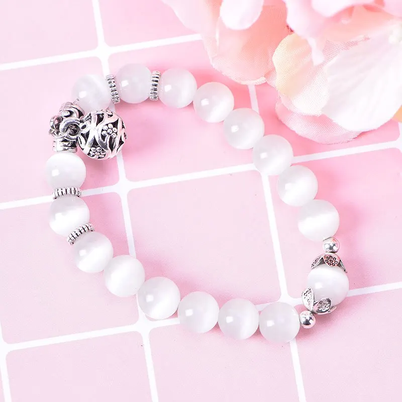 White Cat Eye Beads Bracelet with Lucky Pendant Weight Loss Magnet Therapy Bracelet Anklet Weight Loss Product Health Care