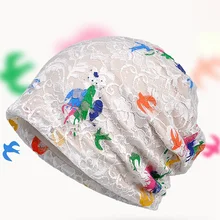 Thin Lace Color Spring Summer Paint Pattern Headgear lady Korean Fashion Hat