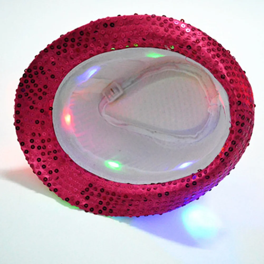

Sequins Adult Luminous Accessories Photograph Stylish With LED Light Women Jazz Hat Prop Party Bar Halloween Disco Dance