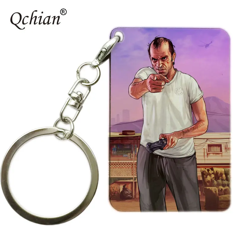 Игра PS4 GTA 5 Grand Theft Auto 5 брелок деревянный брелок для мужчин вентиляторы Grand Theft Авто Rock Звездный брелок пряжки для ключей - Цвет: 14-07K