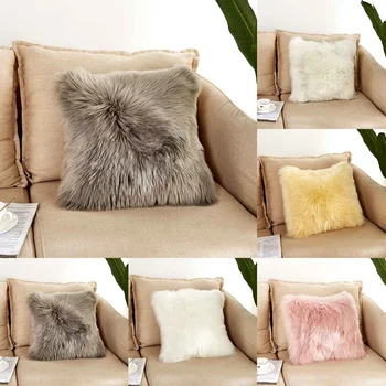 

Square Fluffy Plush Soft Sofa Car Chair Pillow Case Winter Warm Cushion Pillow Cover 40x40cm Home Hotel Bedding Gifts 5 Colors