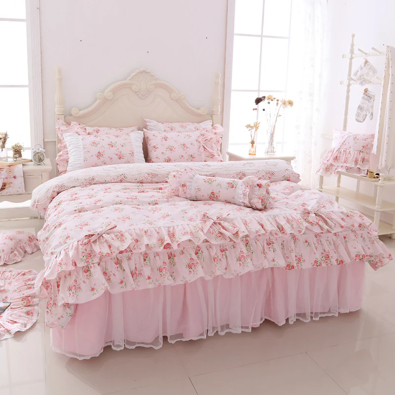 Details about   Princess Cotton Bedding Quilt Cover Queen King Size 4/7 Piece Bed Skirt 