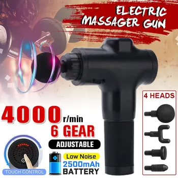 

3600r/min Therapy Massage Guns 6 Gears Muscle Massager Pain Sport Massage Machine Relax Body Slimming Relief With 4 Heads
