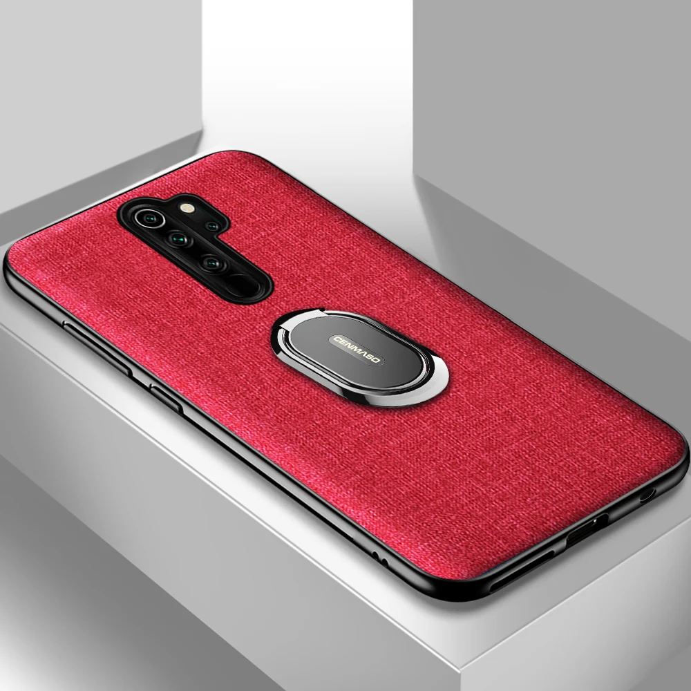 Противоударный чехол для Red mi Note 8 Pro 8T чехол для Xiao mi Red mi Note 7 8 для mi Note 10 Pro магнитный автомобильный держатель с кольцом тканевый чехол - Цвет: Красный
