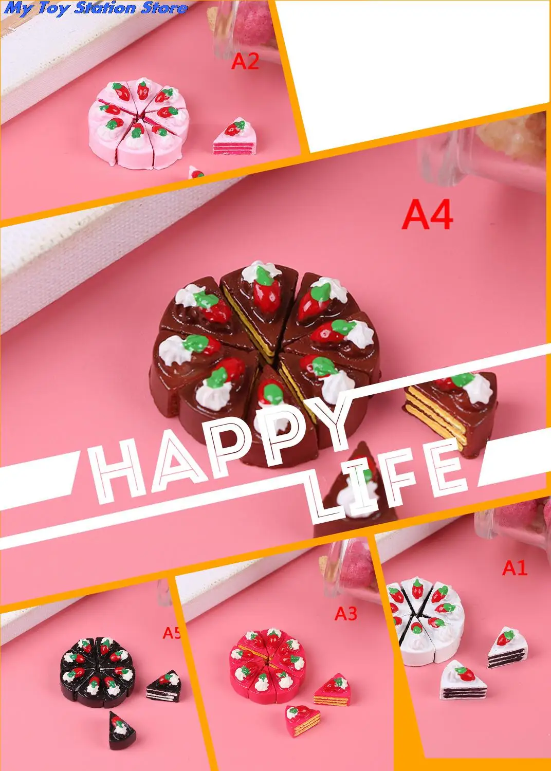 10pcsColorful Mini Play Resin Triangle Food Cake Christmas Dolls Miniature Pretend Toy For girl DIY Jewelry Accessories | Игрушки и