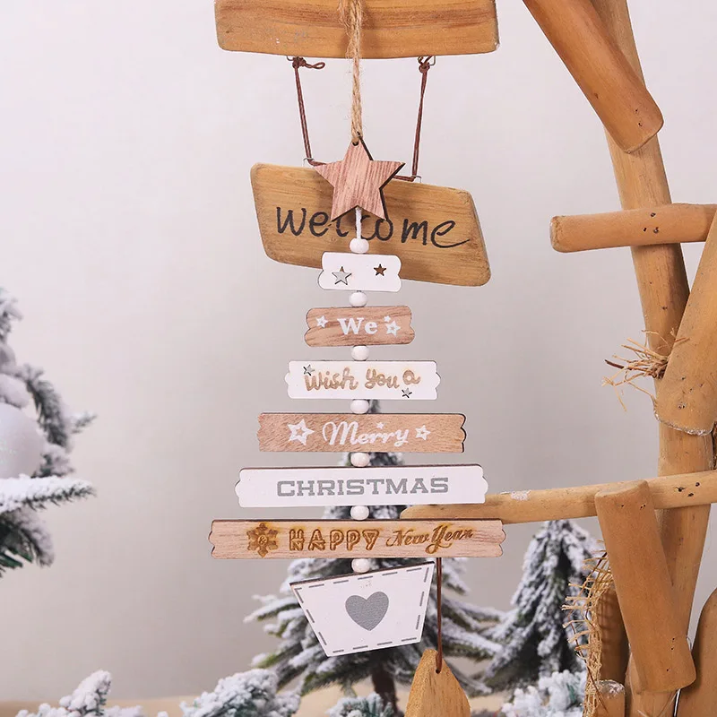 Рождественские Подвески украшения 22,5x13 см деревянные печатные буквы стиль Счастливого Рождества подарок DIY Рождественская игрушка Ремесло Декор
