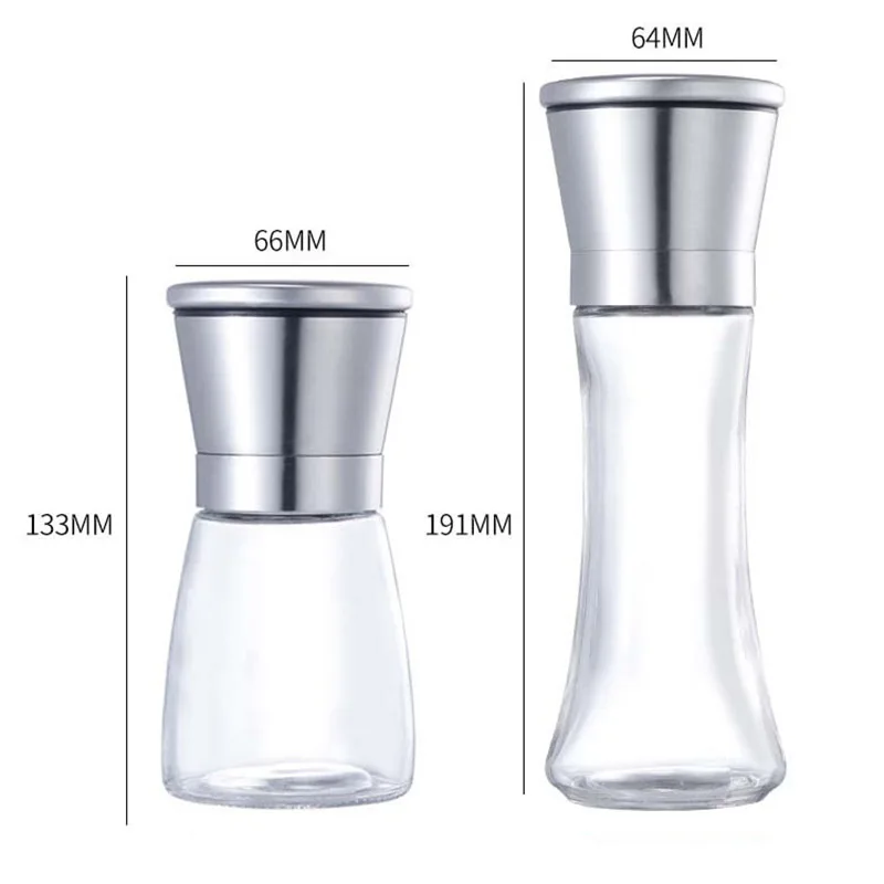 1PC Adjustable Salt Pepper Grinder Stainless Steel Glass Mill