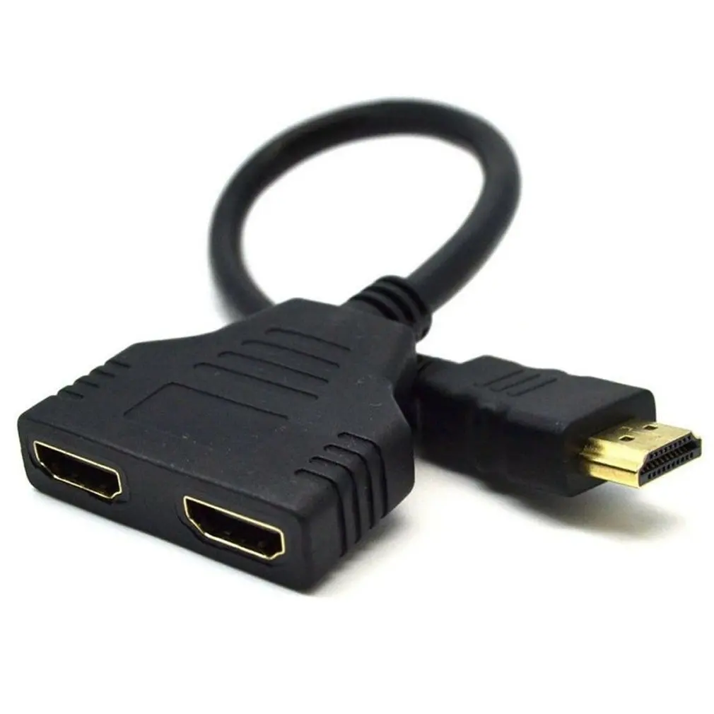 

1080P HDMI Port Male to 2 Female 1 In 2 Out Splitter Cable Converter Adapter Gold plated