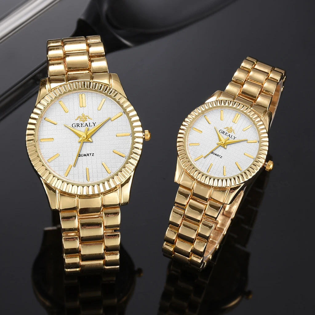 

Luxury Women Men Stainless Steel Watches Fashionable Couple Analog Quartz Wristwatches Casual Female Watch Male Clock Reloj