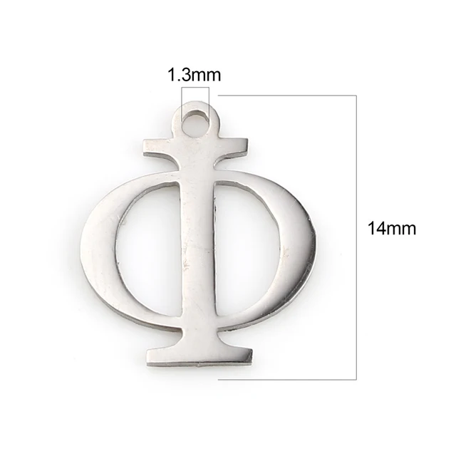 Fashion 304 Stainless Steel Charms Silver Color Greek Alphabet Pendants for Women Necklace Earring Jewelry Accessories Gifts Style U