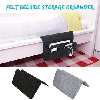 

Bed Holder Pockets Felt Bedside Storage Organizer Bed Bag Hanging Storage Desk Remote Control Caddy Sofa Organizer TV Couch C4R6