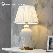 Lampe de Table européenne en céramique blanche Simple et moderne, 40x70cm, pour chambre à coucher, salon, chevet, décoration de la maison