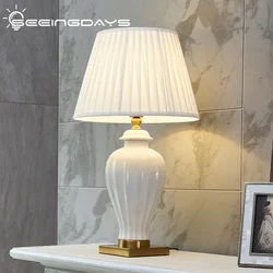 Lampe de Table européenne en céramique blanche Simple et moderne, 40x70cm, pour chambre à coucher, salon, chevet, décoration de la maison 