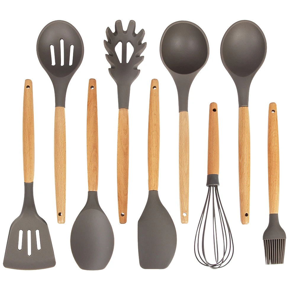 9PCS Silicone Kitchen Accessories Cooking Utensil Set Kitchen Gadgets with  Wooden Handle - China Kitchen Utensils and Utensils Set price