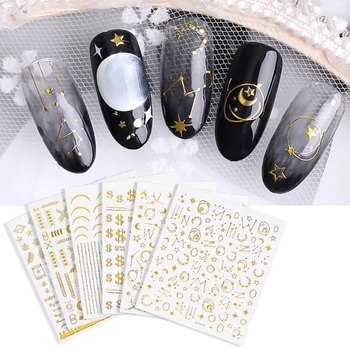 

3D Nail Art Sticker Sun Moon Star Nail Sticker Decoration Embossed Star Moon Starry Designs Adhesive Manicure Decoration