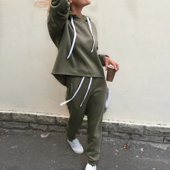 

Dihope 2020 Autumn Tracksuit Long Sleeve Thicken Hooded Sweatshirts 2 Piece Set Casual Sport Suit Women Tracksuit Set