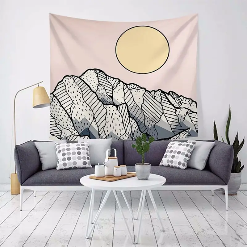 Декоративный гобелен с изображением солнца, горы, японской стены, Современный домашний декор, скандинавские tapiz tenture, настенная роспись - Цвет: 8