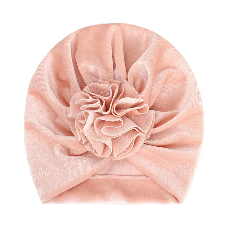 Pink velvet Новая зимняя детская шапка для девочек 10 см из натурального меха, детская шапка с помпоном, Младенческая шапочка, Детская шапка-тюрбан, 8 цветов, детские шапки - Цвет: Pink velvet