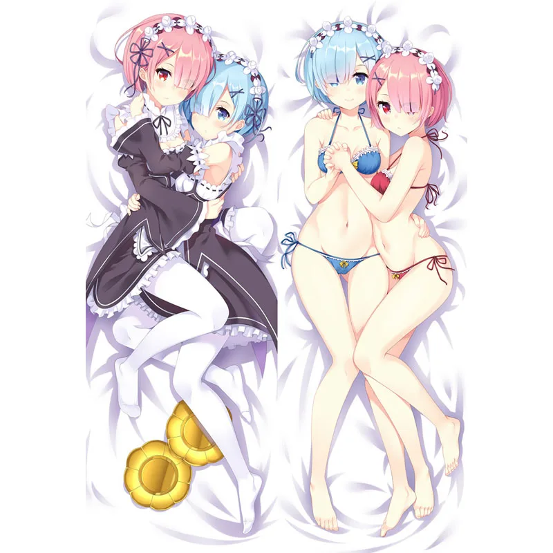 Подушка для обнимания дакимакура из японского аниме Re Zero Rem Ram чехол подушки