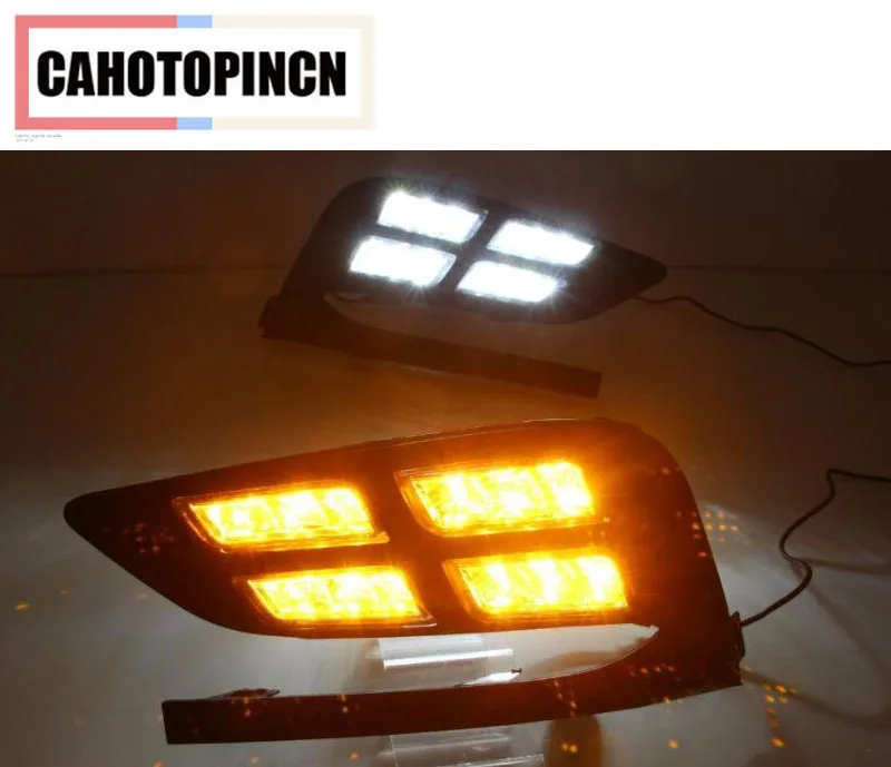 Желтый сигнал Стиль реле Водонепроницаемый дневные ходовые огни 12В Светодиодный