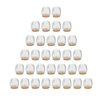 

32 Pack Chair Leg Floor Protectors for 25mm-29mm Chair Legs,Round Silicone Chair Leg Caps Chair Leg Tip,Transparent Clear