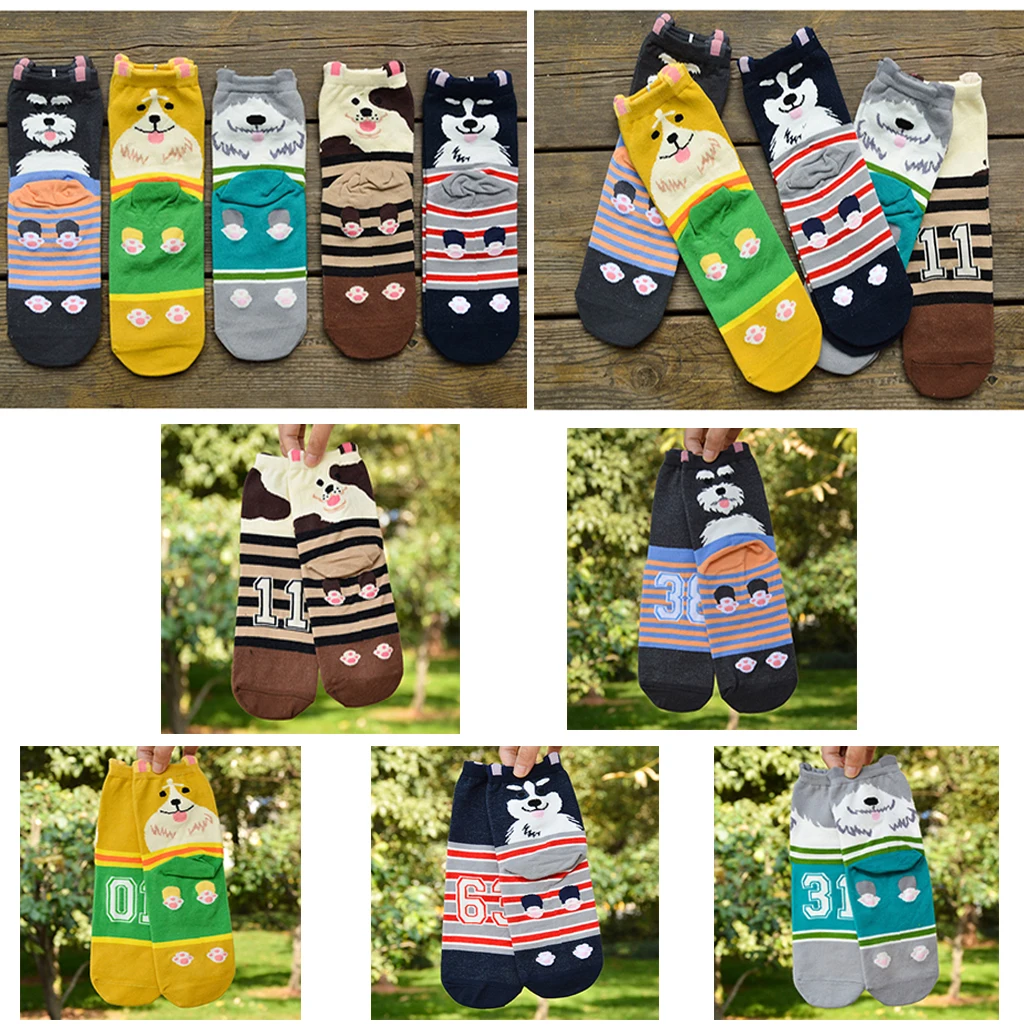 5 пар модных женских носков до середины икры для девочек Мягкие хлопковые носки с 3D принтом