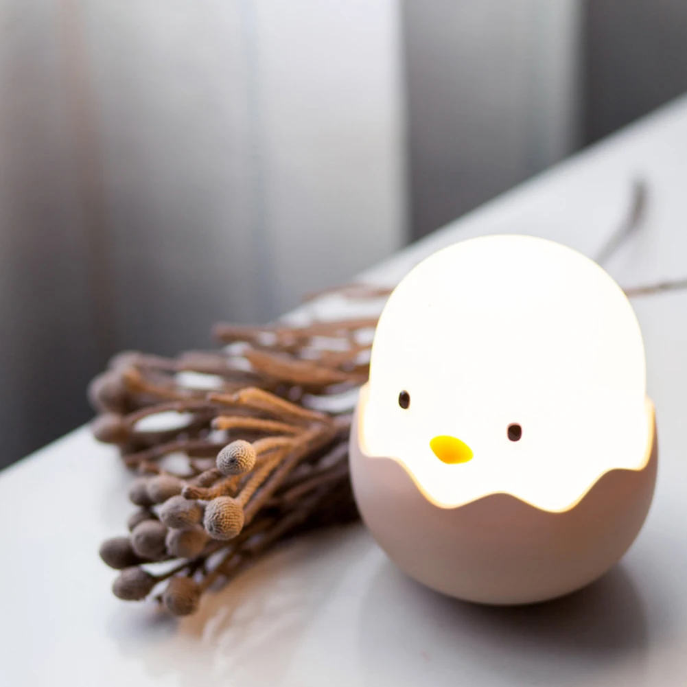 Cartoon Tumbler Lovely Night Light Eggshell Baby Nursery Chicken Soft Desk Lamp