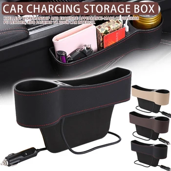 

New 1 Pair Car Seat Pockets Leather Car Console Side Organizer Filler Catch Bottle Holder