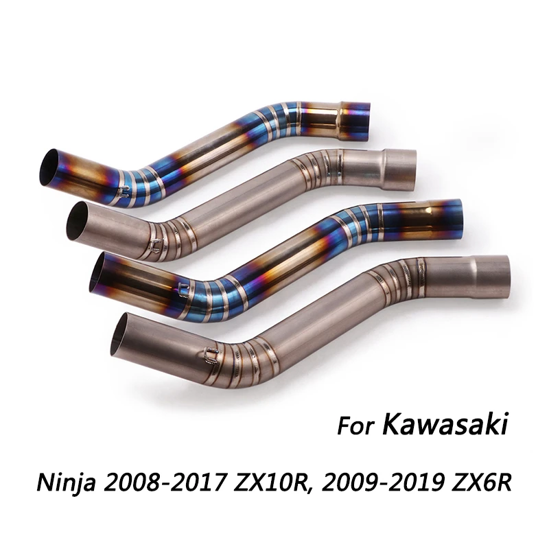 51 mm Mid Pipe for Kawasaki ZX6R ZX636 ZX10R Ninja Motorcycle Titanium  Alloy Exhaust Pipe Slip On Delete Original Catalyst