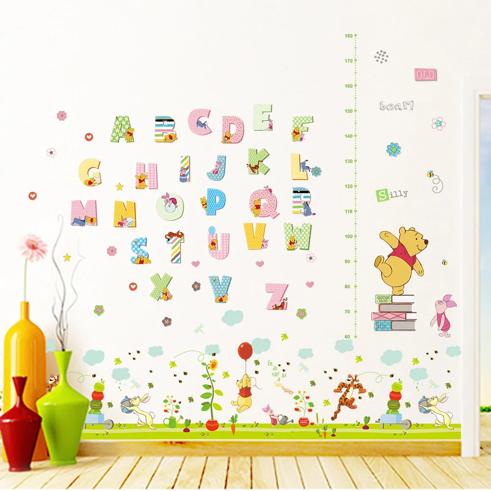 Elsa Anna Princess Wall Stickers For Girls Room Home Decor Anime Mural Art Cartoon Movie Poster Kids height ruler Wall Decals