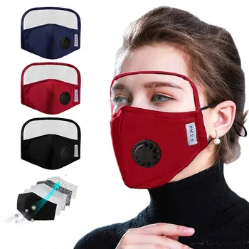 

PM2.5 Breathable Protective Cotton Mask Integrated With Goggles Mask With Breathing Valve Washable Reusable Face Mouth Mask#40