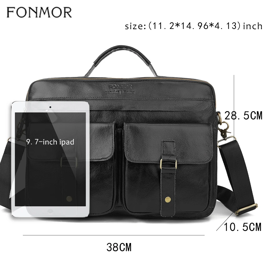 Мужской портфель Fonmor из натуральной кожи коричневая сумка мессенджер для