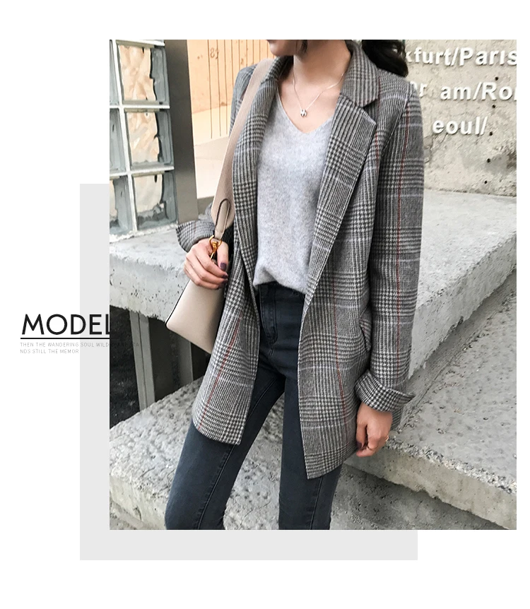 price cut  SMTHMA New Autumn And Winter Luxury Wool Jacket for Women Vintage Plaid Loose Suit Coat chaquetas m