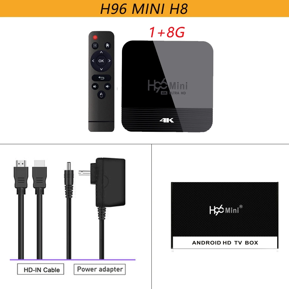 H96 мини H8 Android 9,0 ТВ приставка RK3228A 4K H.265 2,4G 5G Wifi Google четырехъядерный медиа Bluetooth 4,0 Youtube - Цвет: 1G 8G