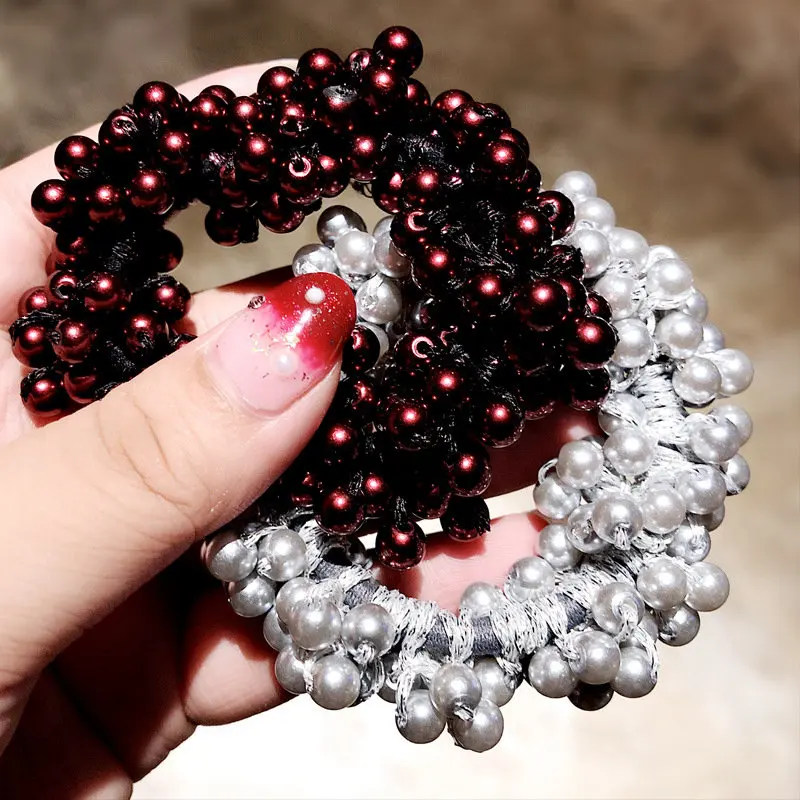 

Fashion Bunch Hair Ring Head Rope Bracelet Korean Hair Accessories Simulated Pearl Ring Rubber Band Woman High Elastic