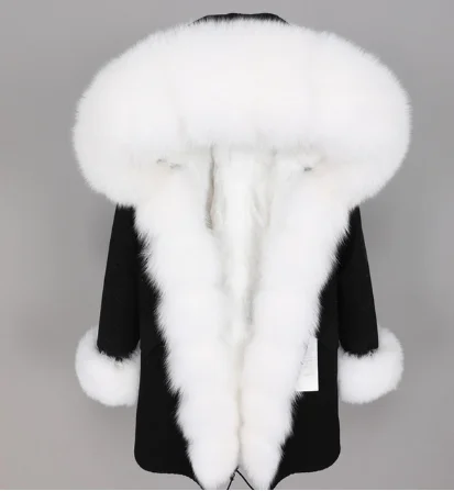 Новая модная женская одежда парка с воротником из лисьего меха съемная подкладка из кроличьего меха длинное пальто зимняя женская куртка большого размера Толстая - Цвет: 5