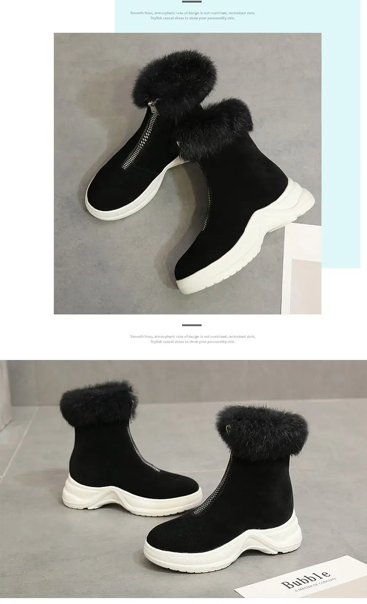 SWYIVY модная зимняя обувь на кроличьем меху; женские зимние ботинки из искусственной кожи; коллекция года; женские ботильоны, увеличивающие рост; Женские однотонные ботинки