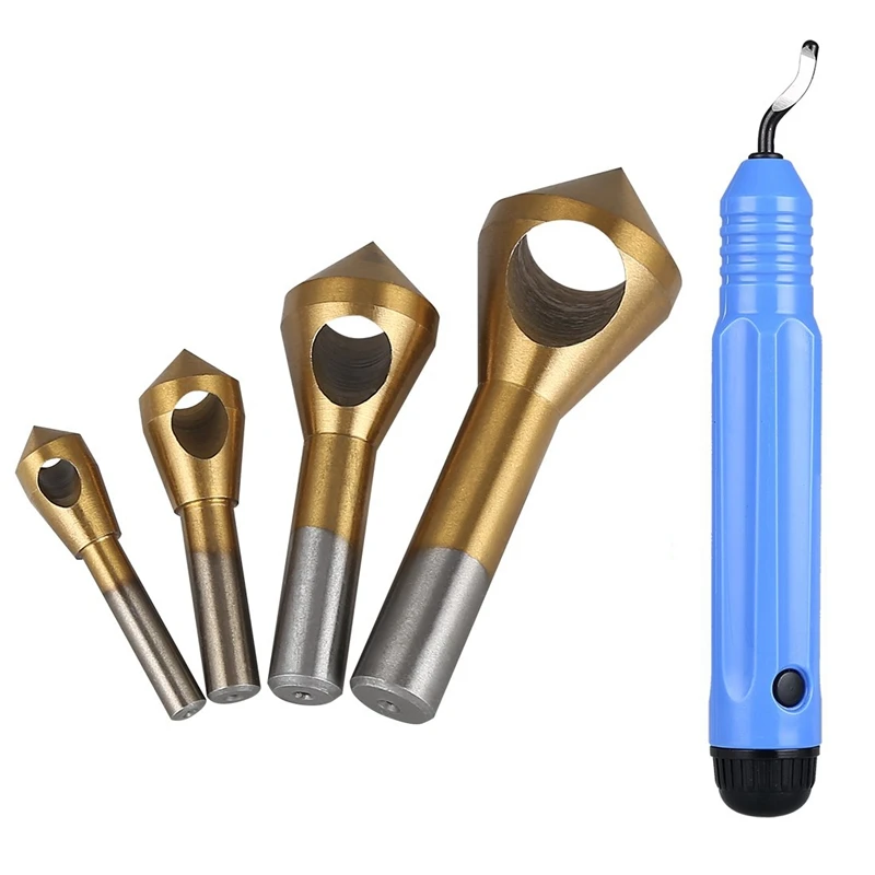 

Countersink Bit Set, 1 Piece Manual Sanding Tool Set, 4 Pieces Of Titanium Coated Table Top Chamfering Tool Wood Drill Set