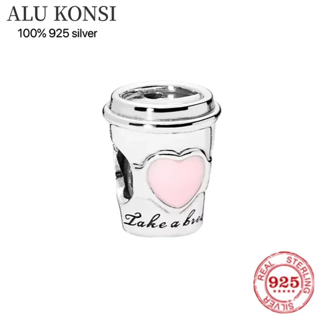 Hot Sale 100% Real 925 Sterling Silver pan Bead Love heart  for WomenFit Original Charm bracelet DIY perfume  bowknot   Jewelry silver beads 3