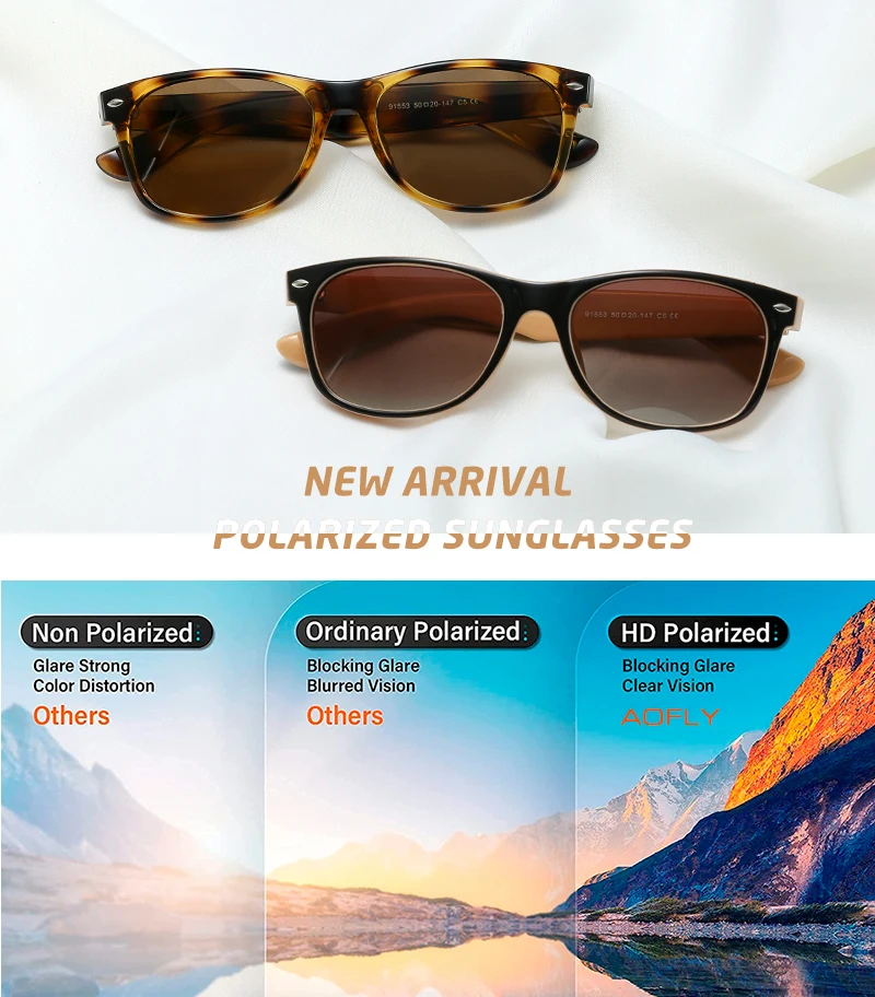 reader sunglasses AOFLY Rectangle Polarized Sunglasses Women Male Vintage Travel Anti Glare Driving Mirror Sun Glasses Men UV400 zonnebril dames square sunglasses