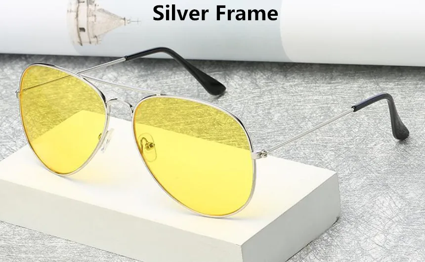 Aviation Night Vision Yellow Sunglasses Men Women Goggles Glasses UV400 Sun Glasses Driver Night Driving Eyewear white sunglasses women Sunglasses