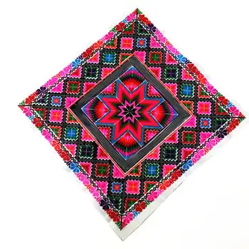 

High Quality Cotton Thread Cross Stitch Embroidery Patch Big BOHO Mandala Applique Patches for Clothing DIY Bag 30x30cm