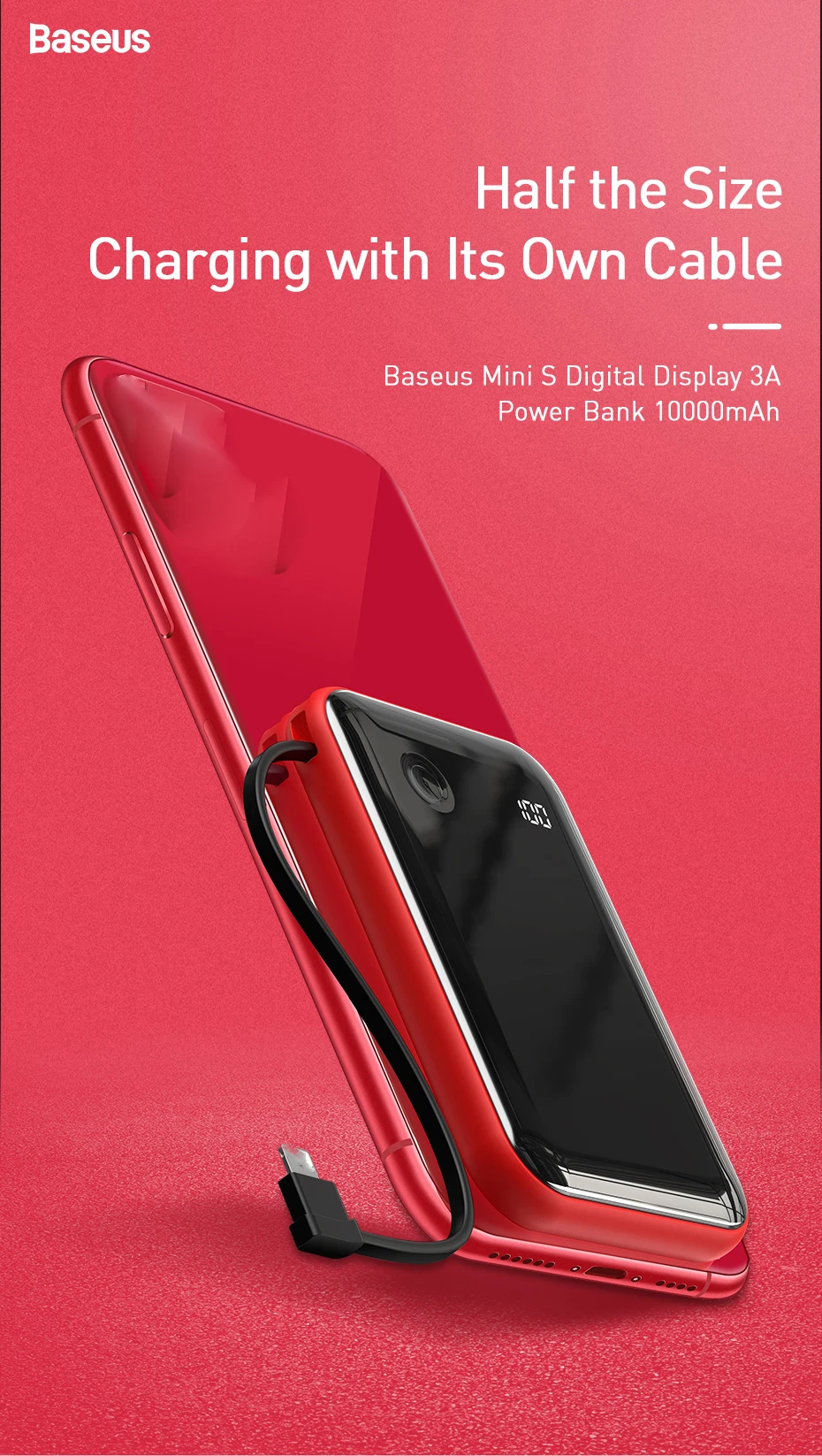 Baseus mah Power Bank With Cable Portable Charger Digital Display Type C Usb Charger 3 Input 2 Output Powerbank For Phone Power Bank Aliexpress