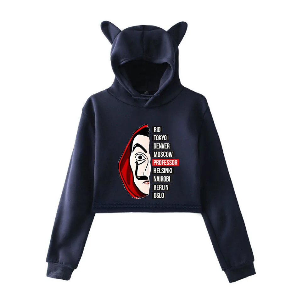 

Movie Salvador Dali Women Hoodie Money Heist The House of Paper La Casa De Papel Long Sleeve Jumper Crop Top Hooded Sweatshirt